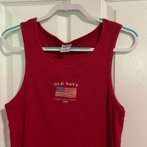 Ladies / Women's Vintage Old Navy 2001 Red 100% Cotton Rib Tank Top Size XL